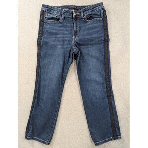 Tommy Hilfiger Jeans Womens 10 Tribeca Straight Ankle Logo Side Tape Stretch